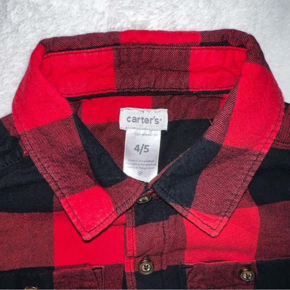Carter's Red and Black Plaid Button-Down Shirt - Picture 3 of 4